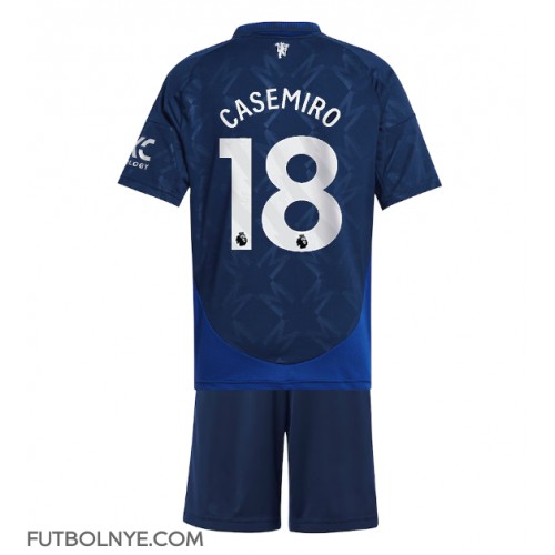 Camiseta Manchester United Casemiro #18 Visitante Equipación para niños 2024-25 manga corta (+ pantalones cortos)